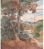 Изразцовый камин с панно «Английский пейзаж»