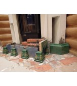 Монтаж изразцового камина с панно «жар – птица»