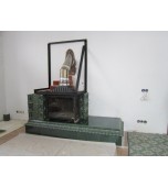 Монтаж изразцового камина с двусторонней топкой.