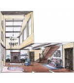 Изразцовый камин с вертикальной топкой.